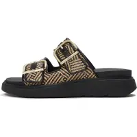 FitFlop Gen-FF Buckle Graphic-Weave Two-Bar Slides SCHWARZ 38