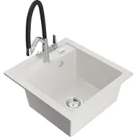 Mexen Vito Granitspüle mit Duo-Armatur, Weiß
