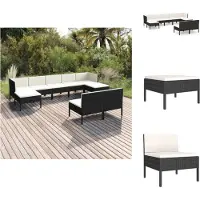 vidaXL 9-tlg. Garten-Lounge-Set mit Auflagen Poly Rattan Schwarz - Gartenmöbel-Sets