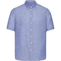 Casual Friday Kurzarmhemd "Kurzarmhemd CFAton", Herren, Gr. XL, N-Gr, blau (surf the web melange), Obermaterial: 100% Leinen LI., Hemden Kurzarmhemd