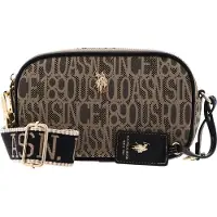 U.S. POLO ASSN. Umhängetasche Jacquard Crossbody Bag With Zip Black taupe