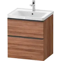 Duravit D-Neo Waschtischunterbau wandhängend, 584x625x452mm, 1 Auszug, 1 Schubkasten, mit Griff Diamantschwarz, DE43590BD790000, Farbe: Nussbaum Matt Dekor