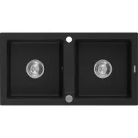 Mexen Mario 2-Becken-Granit-Spülbecken 820 x 436 mm, Schwarz - 6504822000-77