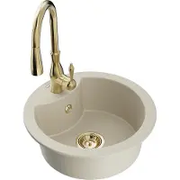 Mexen Diego 1-Becken-Granit-Spüle mit Mischbatterie Savita, Beige - 6512-69-672601-50