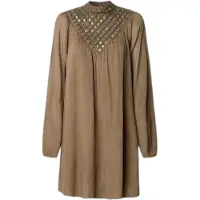 Pepe Jeans für Damen. PL9537730 Braunes Magnolienkleid (S), Lässig, Viskose, Langarm