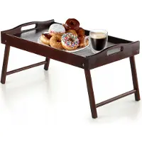 Kadax Betttisch "Solia", aus Kiefernholz, Serviertablett, Essenstablett, Laptoptisch, Dunkelbraun