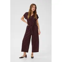 Kaffe Jumpsuit "Damen Overall KAbeathe", Damen, Gr. 44, N-Gr, braun (fudge, schwarz flower print), Obermaterial: 100% Viskose LENZING ECOVERO CV LenzEcov., Overalls Jumpsuit