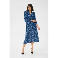 Kaffe Midikleid "Damen Kleid KAamber", Damen, Gr. 42, N-Gr, blau (midnight m., ebb, flow flower), Obermaterial: 100% Viskose LENZING ECOVERO CV LenzEcov., Kleider Midikleid
