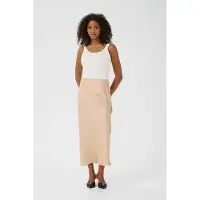 Kaffe Midirock "Damen Rock KAmolly", Damen, Gr. 46, beige (feather grau cc), Obermaterial: 100% Polyester PES., Röcke Midirock