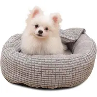 OEM Hundekissen, runde Hundekissen, wasbares Hundekissen mit Deckel, Hundemat mit Anti-Slip-Boden, geeignet für Hunde und Katzen (40 cm)