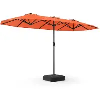 Costway Doppelsonnenschirm 400x200cm mit Ständer & Kurbel, Sonnenschirm Groß XXL, UPF 50+, Gartenschirm, Terrassenschirm, Marktschirm Orange