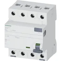 Siemens 5SV4347-0 FI-Schutzschalter, 4-polig, Typ AC, In: 80 A, 30 mA, Un AC: 400 V 5SV43470