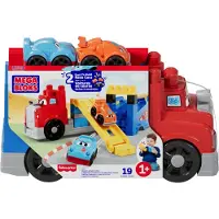 Mattel BLOKS -Bausteine Fast Tracks Rennwagen-Transporter Spielbausteine (19 Teile) für Kleinkinder, Bausteine, 1 Jahr(e), Kunststoff, 19 Stück(e), 1,38 kg