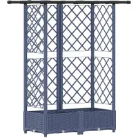 vidaXL Hochbeet mit Rankgitter und Dach Grau 124 x 40 x 121 cm PP