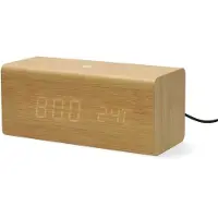 Nedis CLAR3004BN Digitaler Radiowecker LED USB-C Buchse FM 2 Alarme Holz