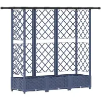 Syfax Hochbeet mit Rankgitter und Dach Grau 164 x 40 x 121 cm PP