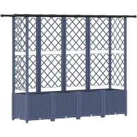 vidaXL Hochbeet mit Rankgitter und Dach Grau 202 x 40 x 136 cm PP