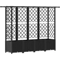 Syfax Hochbeet mit Rankgitter und Dach Schwarz 202 x 40 x 136 cm PP