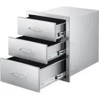 StarTech.com Grillschubladen Außenküche - Dreifach Einbauschubladen - Edelstahl - Maße 46 x 59 x 59 cm (B x T x H) - Mit Griffen - Für Grillinsel