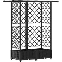 vidaXL Hochbeet mit Rankgitter und Dach Schwarz 124 x 40 x 121 cm PP