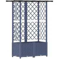 Syfax Hochbeet mit Rankgitter und Dach Grau 124 x 40 x 136 cm PP