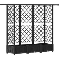 vidaXL Hochbeet mit Rankgitter und Dach Schwarz 164 x 40 x 121 cm PP