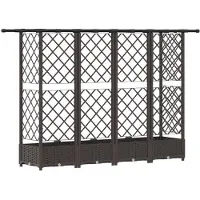 Syfax Hochbeet mit Rankgitter und Dach Braun 202,5 x 40 x 121 cm PP