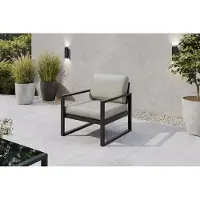Margaret Hadas24 Gartensessel Outdoor Madera Lounge Sessel Gartenstuhl Terrasse Balkon wetterfest Metall Sitzbank mit Lehne, schwarz, beige