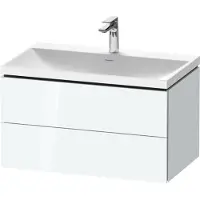 Duravit L-Cube c-shaped Set wandhängend, 2 Schubkästen, ohne Überlauf, 1 Hahnloch, 800x480x480mm, LC6951O85850000, Farbe: Weiß Hochglanz Lack