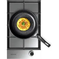 Cecotec Gaskochfeld 1 Brenner Bolero Squad G 1400F Inox, 3,4kW, Edelstahl, Gusseisenroste, WOK-Brenner