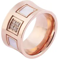 Akzent Fingerring "Rosalia, goldfarbig, langlebig" Gr. 62, rosa (roségoldfarbig), Fingerringe, Damen, 62, Edelstahl, Fingerring