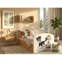 Happy Babies Kinderbett - Mit Matratze & Schublade und Rausfallschutz, 90x190, Mädchen Kinderbetten & Jugendbett Jungen Kids Bed, Jugendbett für Bodentief Ausziehbett Kleinkind, Lattenrost