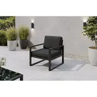 Margaret Hadas24 Gartensessel Outdoor Madera Lounge Sessel Gartenstuhl Terrasse Balkon wetterfest Metall Sitzbank mit Lehne, schwarz, graubraun