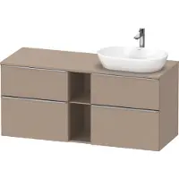 Duravit D-Neo Konsolenwaschtischunterbau wandhängend (Ausschnitt rechts), 1400x664x550mm, 2 Auszüge, 2 Schubkästen, 2 offene Fächer, mit Griff Edelstahl gebürstet, DE4970R70750000, Farbe: Leinen Matt