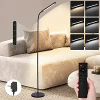 ZMH Stehlampe Wohnzimmer Dimmbar Standleuchte LED Stehleuchte Schwarz 3000K-6000K Standlicht 11W 360° Drehbar Leselampe Touch Control Timer bodenlampe mit Fernbedienung für Schlafzimmer Büro