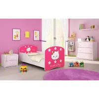 ACMA I Jugendbett Kinderbett Junior-Bett Komplett-Set mit Matratze Lattenrost Weiß 16 Sweet Kitty 2 160x80