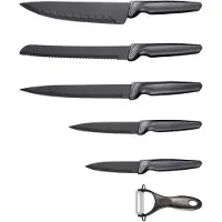 Michelino 6 tlg. Messer-Set mit Koch-, Brott-, Fleisch-, Unniversal-, Gemüsemesser und Schäler, Grau