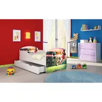 ACMA I Jugendbett Kinderbett Junior-Bett Komplett-Set mit Matratze Lattenrost Weiß 37 Fußballer 2 160x80 + Bettkasten