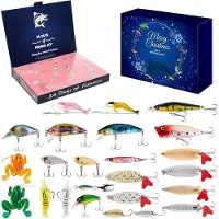 OEM Fischerei-Weihnachtskalender 2025, mit 24 Elementen, ein Weihnachts-Tischkalender für Fischfreunde.