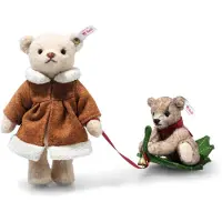Steiff Teddybär Set - Mama mit Kind, s Wollplüsch, Weihnachtsedition
