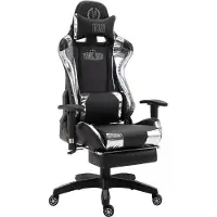 CLP Gaming Bürostuhl Turbo I Höhenverstellbarer Schreibtischstuhl Mit Fußablage, Farbe: schwarz/weiß, Material: Kunstleder (metallic)