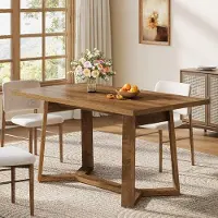Tribesigns Esstisch im Landhausstil, 120 cm rechteckiger Küchentisch aus Holz mit stabilen, konischen Beinen Wohnzimmer, Küche, Esszimmer, Naturbraun