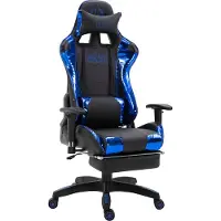 CLP Gaming Bürostuhl Turbo I Höhenverstellbarer Schreibtischstuhl Mit Fußablage, Farbe: schwarz/blau, Material: Kunstleder (metallic)