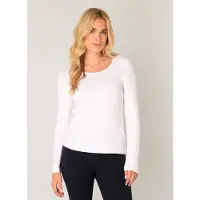 Base Level Langarmshirt , Damen, Gr. 40, weiß, Jersey, Obermaterial: 96% Viskose, 4% Elasthan, unifarben, regular fit hüftbedeckend, Rundhals, Shirts Langarmshirt, mit Rundhalsausschnitt
