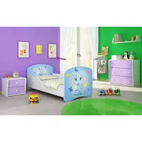 ACMA I Jugendbett Kinderbett Junior-Bett Komplett-Set mit Matratze Lattenrost Weiß 26 Elefant 180x80
