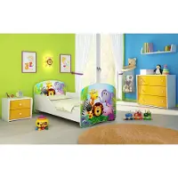 ACMA I Jugendbett Kinderbett Junior-Bett Komplett-Set mit Matratze Lattenrost Weiß 01 Zoo 160x80