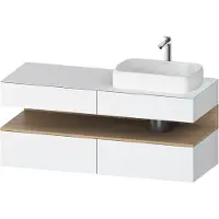 Duravit Qatego Konsolenwaschtischunterbau, 2 Auszüge, 2 Schubkästen, Ausschnitt rechts, 1400x550x600mm, Nische Eiche Natur, QA4766030180000