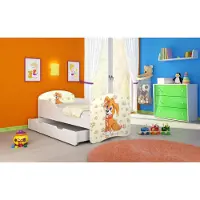 ACMA I Jugendbett Kinderbett Junior-Bett Komplett-Set mit Matratze Lattenrost Weiß 11 Welpe 180x80 + Bettkasten