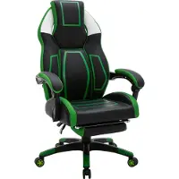 CLP Bürostuhl Clovis Kunstleder I Höhenverstellbarer Schreibtischstuhl Mit Kopfstütze I Gaming-Stuhl mit Fußstütze, Farbe: schwarz/grün
