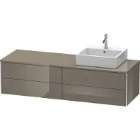 Duravit XSquare Konsolenwaschtischunterbau wandhängend, 4 Schubkästen, Becken rechts, 1600x400x548mm, XS4914R8989, Farbe: Flannel Grey Hochglanz Lack